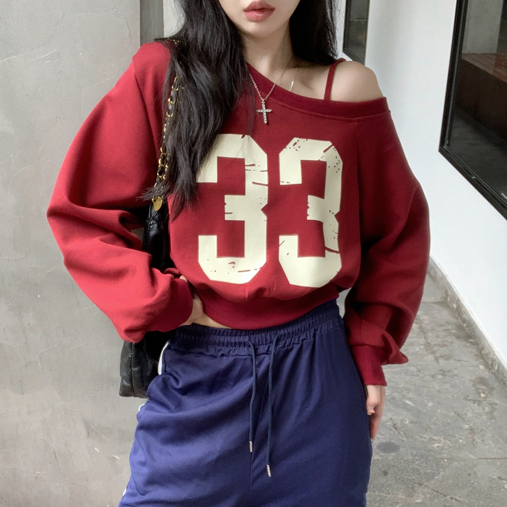 K-pop Inspired Red Hoodie Dance Top for Girls - Jazz Dance Performance Attire, Trendy Streetwear