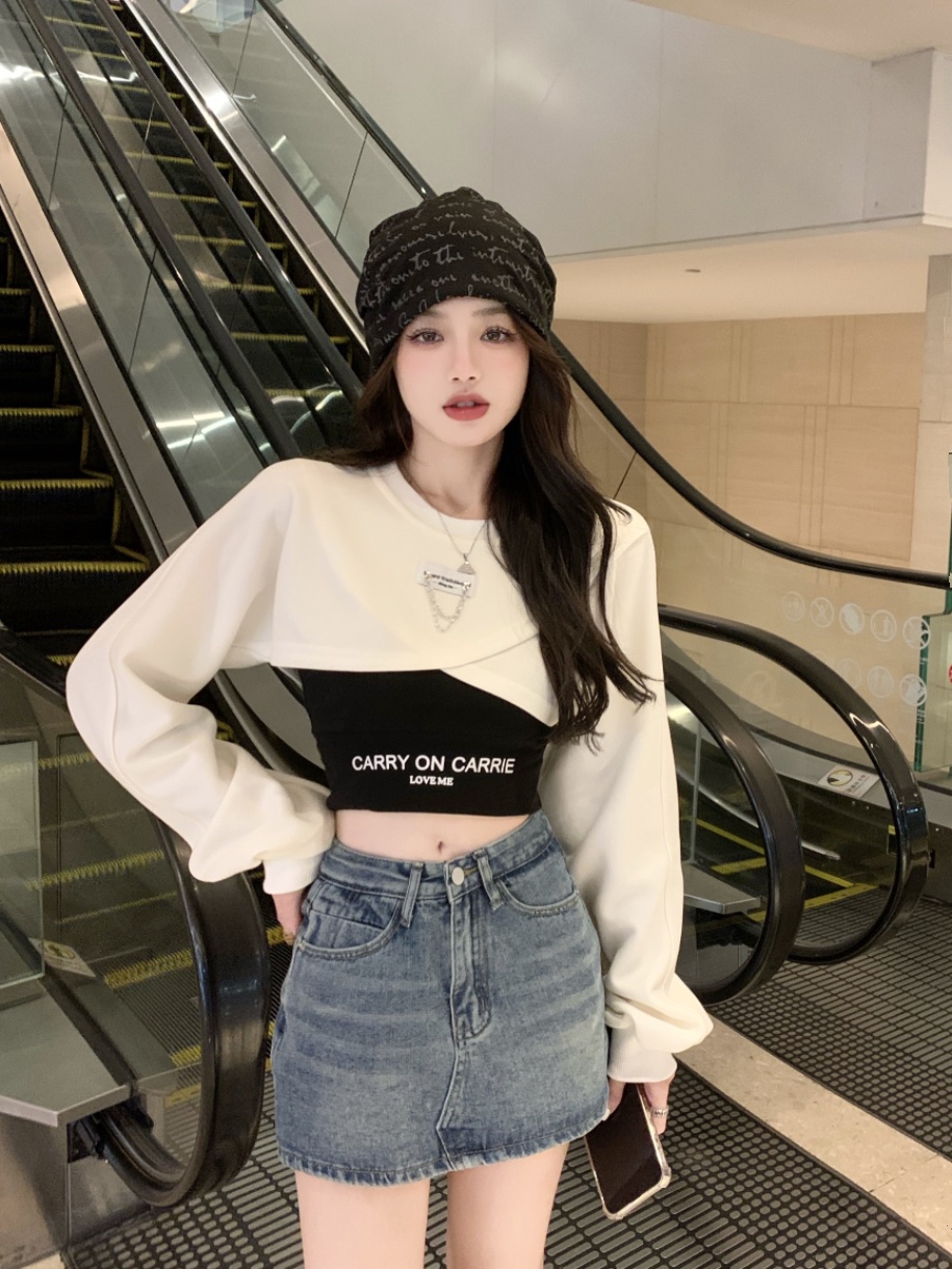 K-Pop Inspired Short Sweatshirt for Autumn/Winter - Niche Design Jazz Dance Top for Girls, Perfect for Performance and Group Activities K-Pop Inspired Short Sweatshirt for Autumn/Winter - Niche Design Jazz Dance Top for Girls, Perfect for Performance and Group Activities