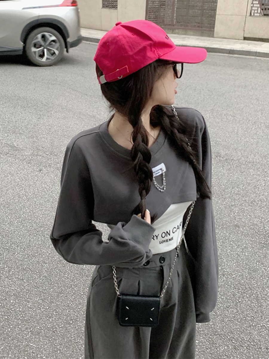 K-Pop Inspired Short Sweatshirt for Autumn/Winter - Niche Design Jazz Dance Top for Girls, Perfect for Performance and Group Activities K-Pop Inspired Short Sweatshirt for Autumn/Winter - Niche Design Jazz Dance Top for Girls, Perfect for Performance and Group Activities