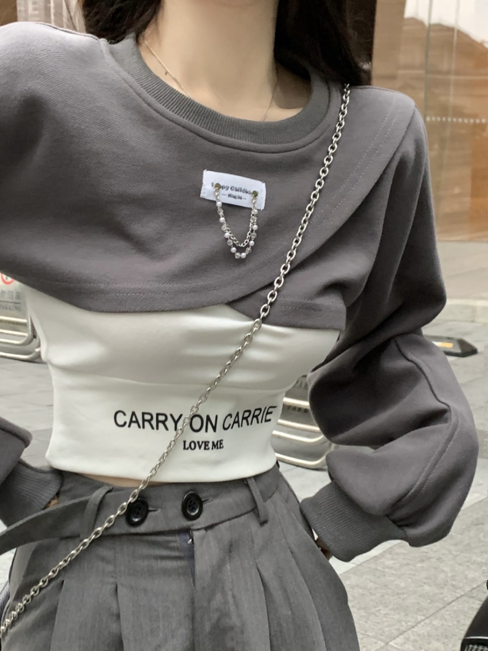 K-Pop Inspired Short Sweatshirt for Autumn/Winter - Niche Design Jazz Dance Top for Girls, Perfect for Performance and Group Activities