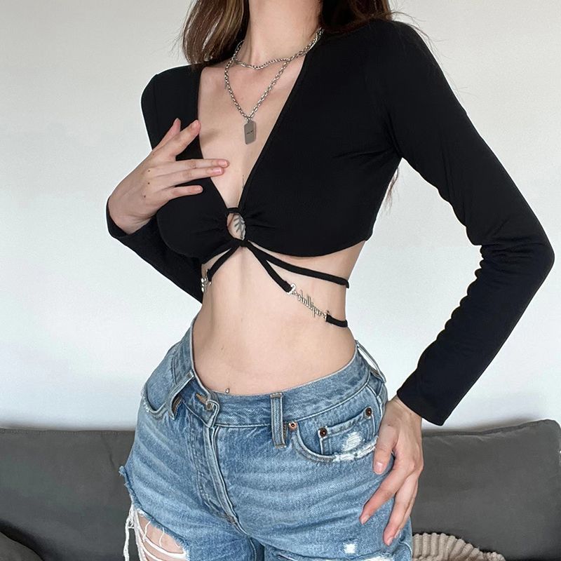 K-pop Inspired Women's Jazz Dance Top, Short Performance Outfit, Stylish Niche Base Shirt for Spring and Autumn Wear