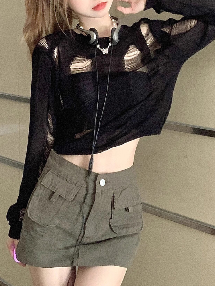 K-Pop Inspired Women's Pullover Cardigan, Short-Length Long Sleeve Knit Top for Jazz Dance Performances K-Pop Inspired Women's Pullover Cardigan, Short-Length Long Sleeve Knit Top for Jazz Dance Performances