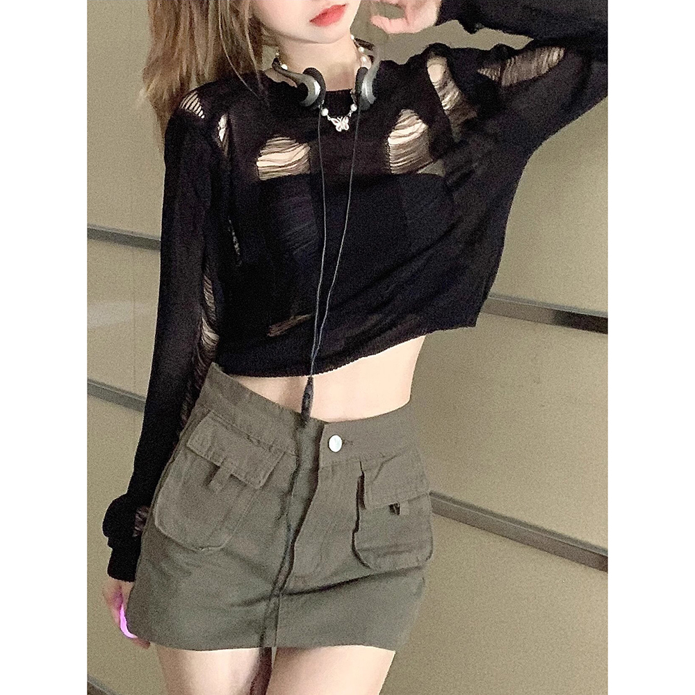 K-Pop Inspired Women's Pullover Cardigan, Short-Length Long Sleeve Knit Top for Jazz Dance Performances K-Pop Inspired Women's Pullover Cardigan, Short-Length Long Sleeve Knit Top for Jazz Dance Performances