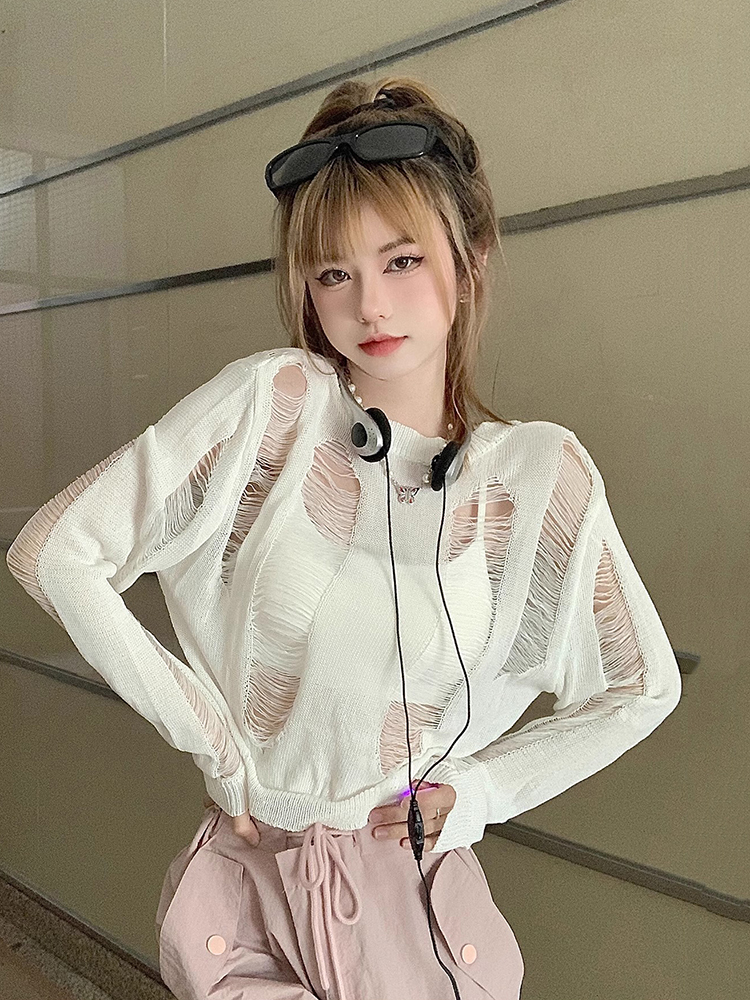 K-Pop Inspired Women's Pullover Cardigan, Short-Length Long Sleeve Knit Top for Jazz Dance Performances K-Pop Inspired Women's Pullover Cardigan, Short-Length Long Sleeve Knit Top for Jazz Dance Performances