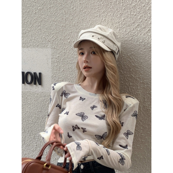 K-pop Jazz Dance Long Sleeve T-Shirt for Women, European American Wasteland Style Performance Top, Trendy Group Outfit