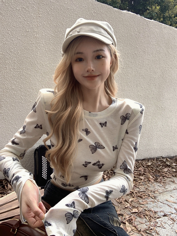 K-pop Jazz Dance Long Sleeve T-Shirt for Women, European American Wasteland Style Performance Top, Trendy Group Outfit K-pop Jazz Dance Long Sleeve T-Shirt for Women, European American Wasteland Style Performance Top, Trendy Group Outfit