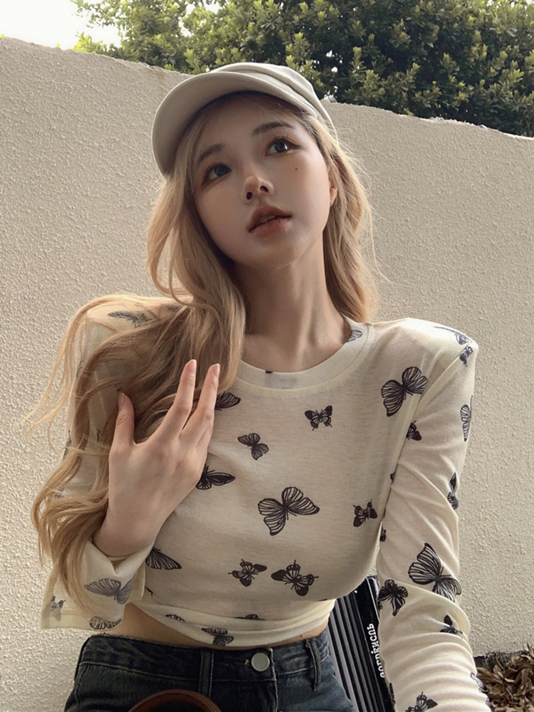 K-pop Jazz Dance Long Sleeve T-Shirt for Women, European American Wasteland Style Performance Top, Trendy Group Outfit K-pop Jazz Dance Long Sleeve T-Shirt for Women, European American Wasteland Style Performance Top, Trendy Group Outfit