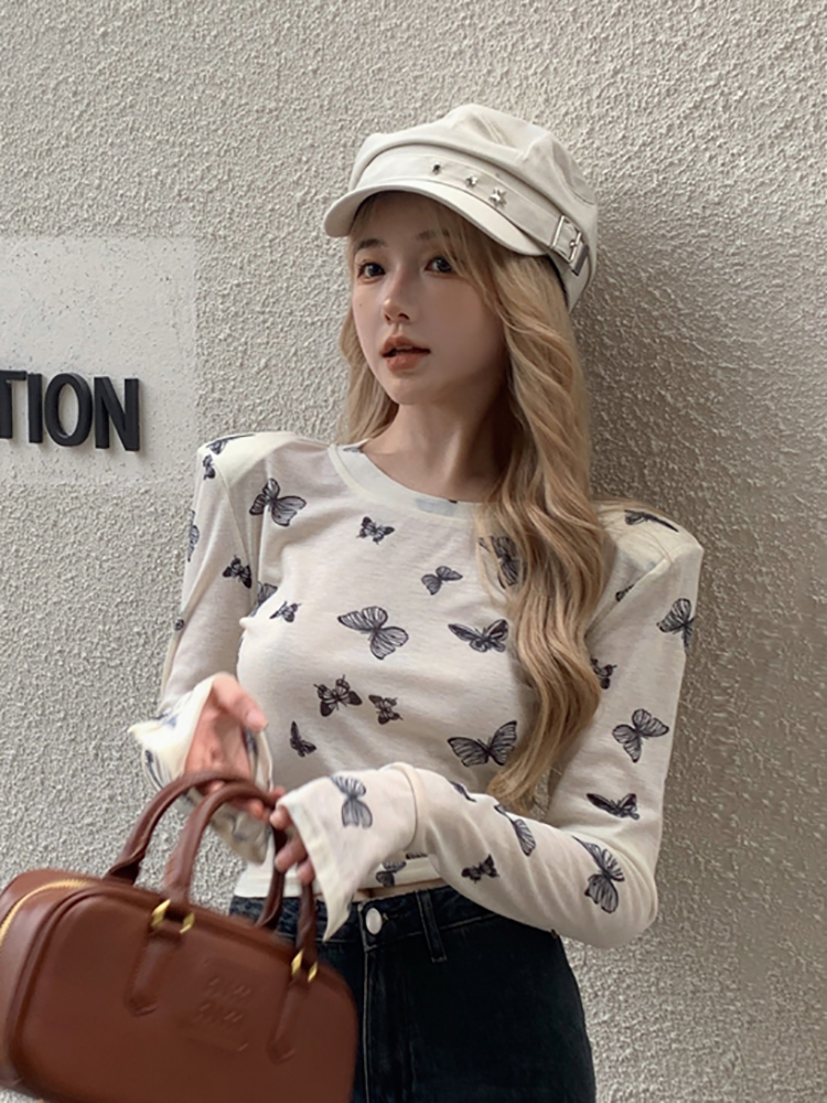 K-pop Jazz Dance Long Sleeve T-Shirt for Women, European American Wasteland Style Performance Top, Trendy Group Outfit