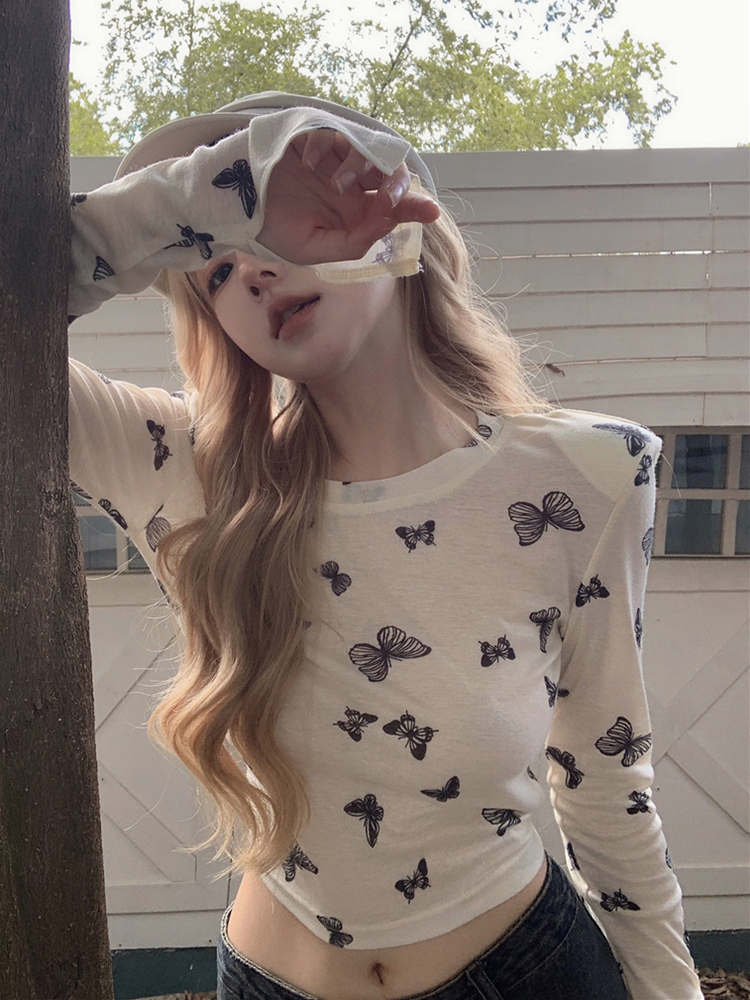 K-pop Jazz Dance Long Sleeve T-Shirt for Women, European American Wasteland Style Performance Top, Trendy Group Outfit K-pop Jazz Dance Long Sleeve T-Shirt for Women, European American Wasteland Style Performance Top, Trendy Group Outfit