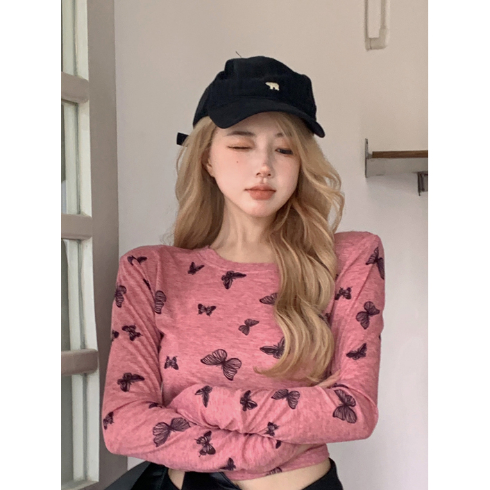 K-pop Jazz Dance Long Sleeve T-Shirt for Women, European American Wasteland Style Performance Top, Trendy Group Outfit K-pop Jazz Dance Long Sleeve T-Shirt for Women, European American Wasteland Style Performance Top, Trendy Group Outfit