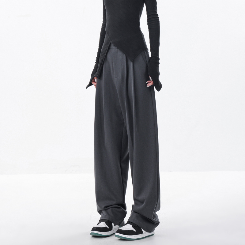 Khaki Wide-Leg Suit Pants for Women - Casual Straight-Leg Trousers for Spring Summer 2025 - Trendy Office and Everyday Style Khaki Wide-Leg Suit Pants for Women - Casual Straight-Leg Trousers for Spring Summer 2025 - Trendy Office and Everyday Style