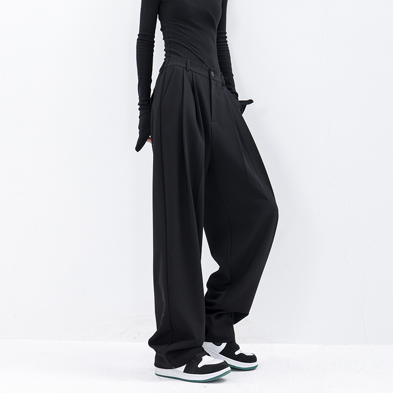 Khaki Wide-Leg Suit Pants for Women - Casual Straight-Leg Trousers for Spring Summer 2025 - Trendy Office and Everyday Style Khaki Wide-Leg Suit Pants for Women - Casual Straight-Leg Trousers for Spring Summer 2025 - Trendy Office and Everyday Style