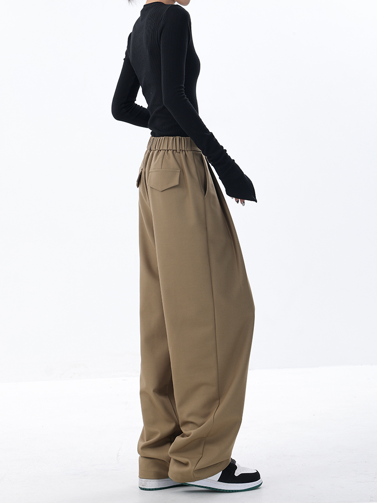 Khaki Wide-Leg Suit Pants for Women - Casual Straight-Leg Trousers for Spring Summer 2025 - Trendy Office and Everyday Style Khaki Wide-Leg Suit Pants for Women - Casual Straight-Leg Trousers for Spring Summer 2025 - Trendy Office and Everyday Style