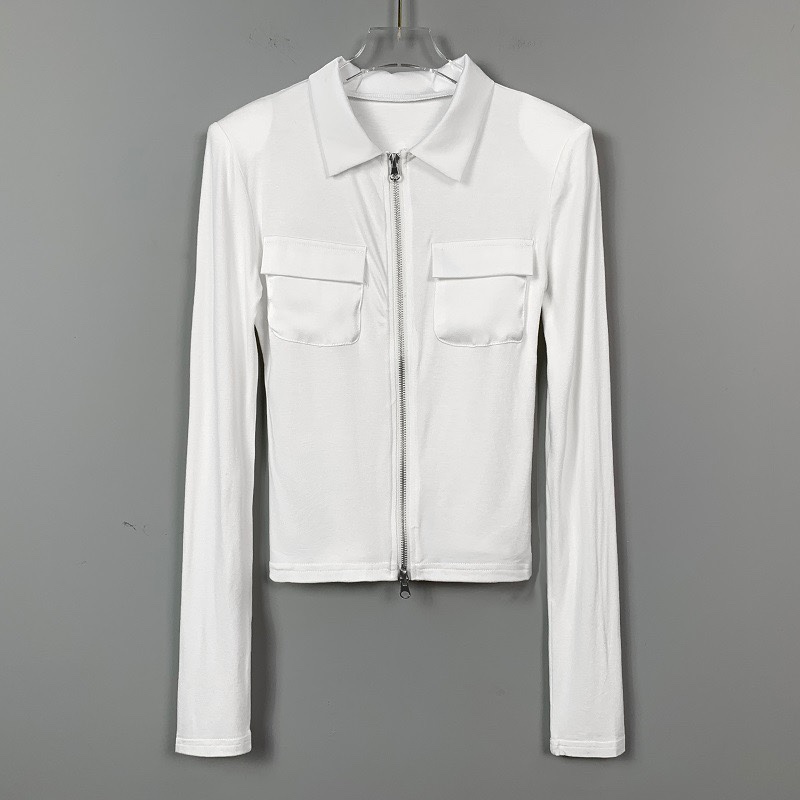 Korean Dongdaemun Double-Pocket Slim-Fit Zip-Up Short Jacket - Versatile Trendy Top for Women Korean Dongdaemun Double-Pocket Slim-Fit Zip-Up Short Jacket - Versatile Trendy Top for Women