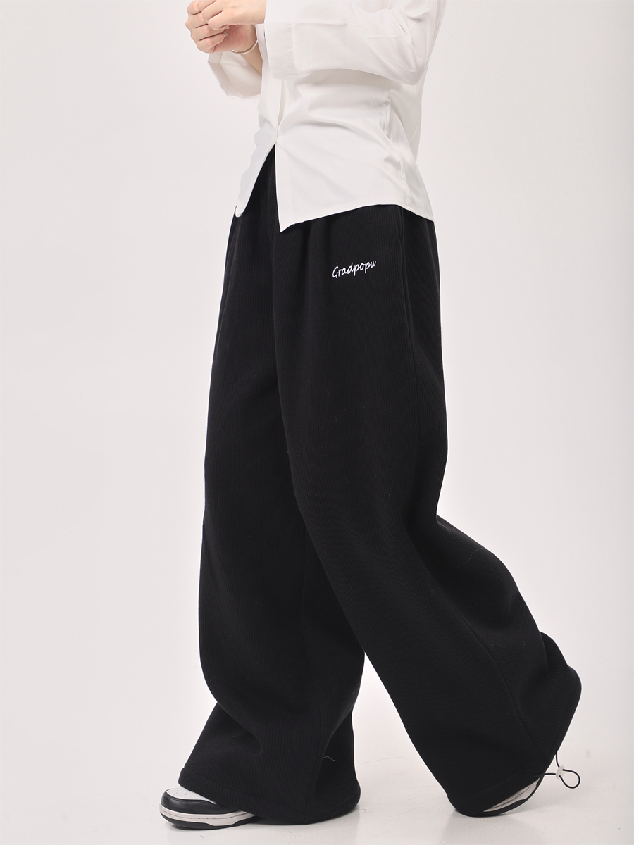 Korean Drama Style Milk Gray Fleece Sports Suit for Women - Hooded Sweatshirt & Wide-Leg Casual Pants Korean Drama Style Milk Gray Fleece Sports Suit for Women - Hooded Sweatshirt & Wide-Leg Casual Pants