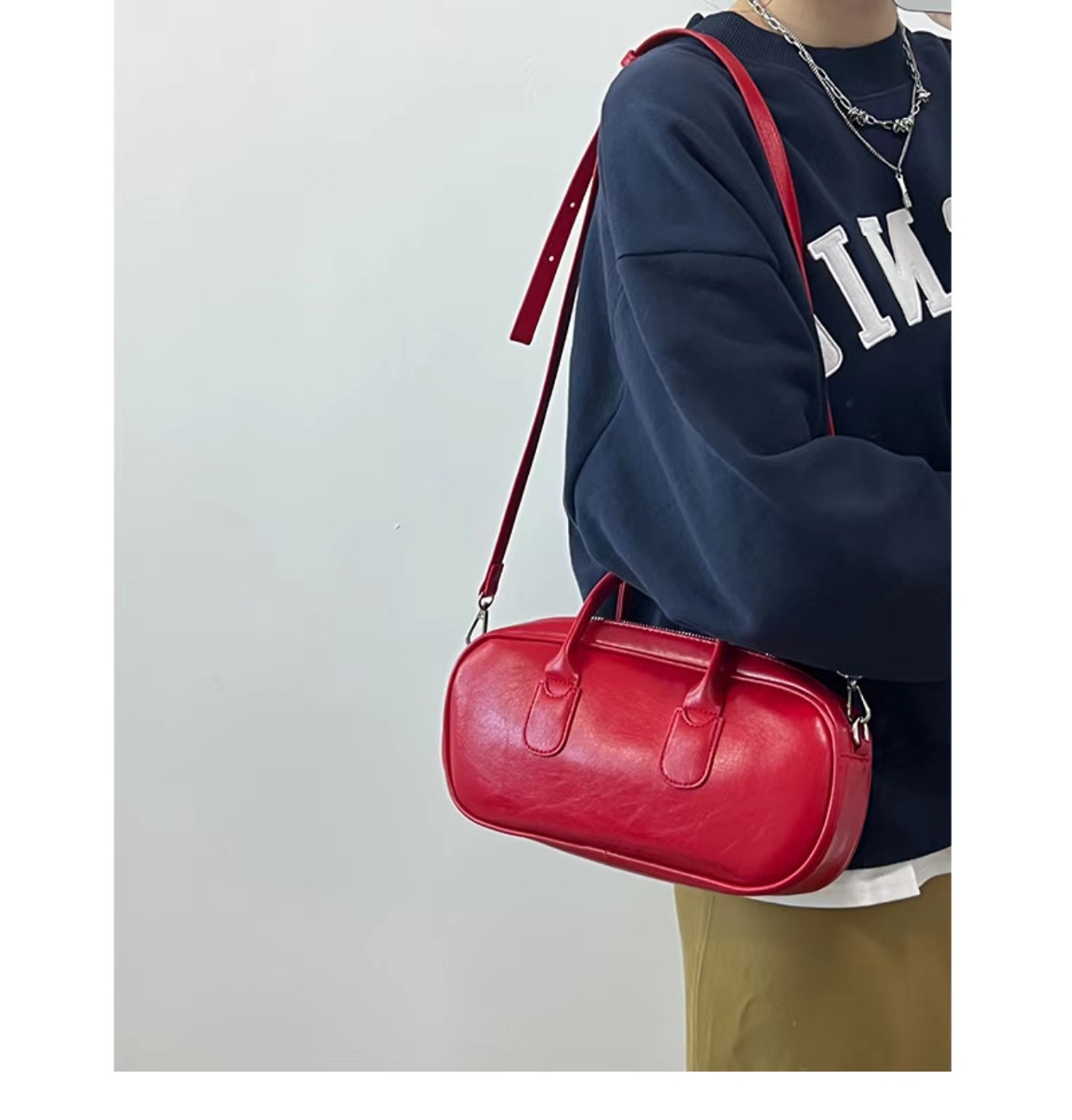 Korean Minimalist Retro Boston Bag for Women - High-Quality Oil Wax Leather Large Capacity Shoulder Tote Bag