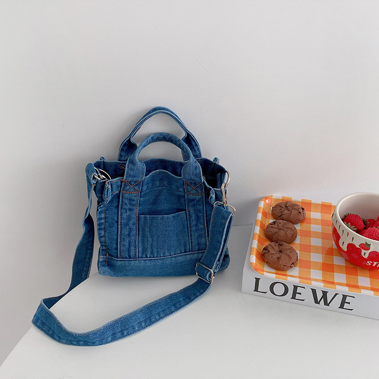 Korean Spring Summer Denim Crossbody Bag - Casual Versatile Canvas Shoulder Bag for Women, Japanese Chic Style Handheld Tote