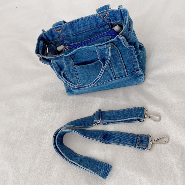 Korean Spring Summer Denim Crossbody Bag - Casual Versatile Canvas Shoulder Bag for Women, Japanese Chic Style Handheld Tote
