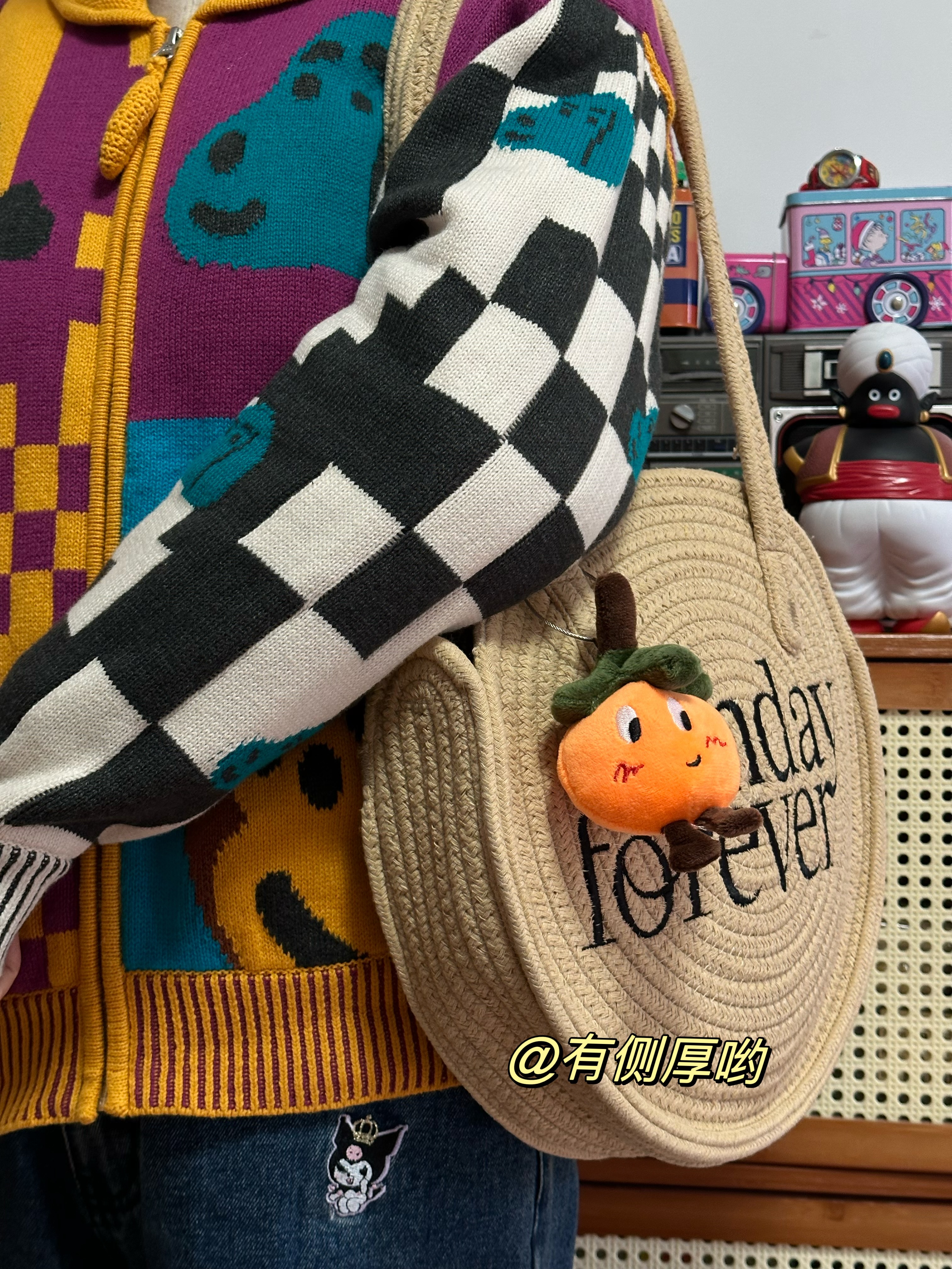 Korean Style 2025 Round Letter Straw Tote Bag for Women - Large Capacity Japanese-Inspired Fashion Accessory