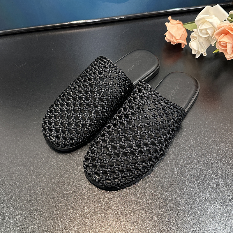 Korean Style 2025 Summer Artistic Woven Hollow Casual Flat Outdoor Shoes for Women