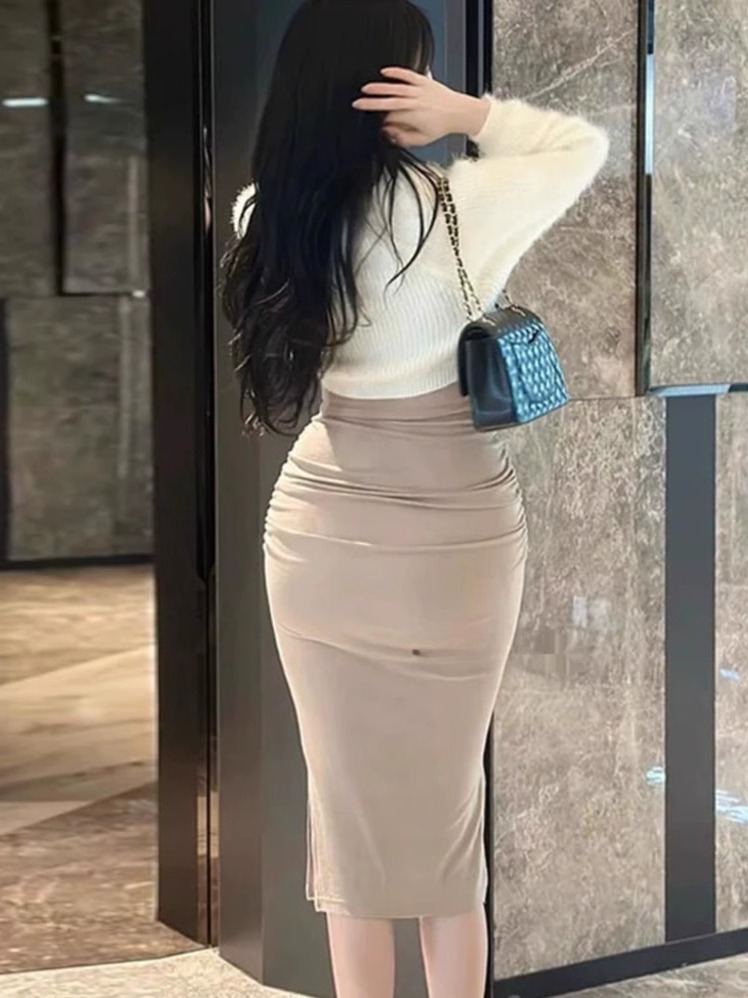 Korean Style Bodycon Long Strap Dress with Split Design - Sexy Curve-Enhancing Women's Charm Dress Korean Style Bodycon Long Strap Dress with Split Design - Sexy Curve-Enhancing Women's Charm Dress