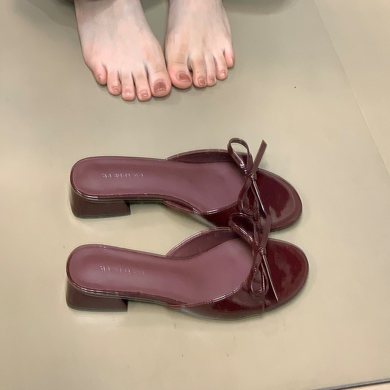 Korean-Style Bow Flat Sandals for Women - Comfortable Round Toe Slip-On Shoes, Versatile Summer Footwear