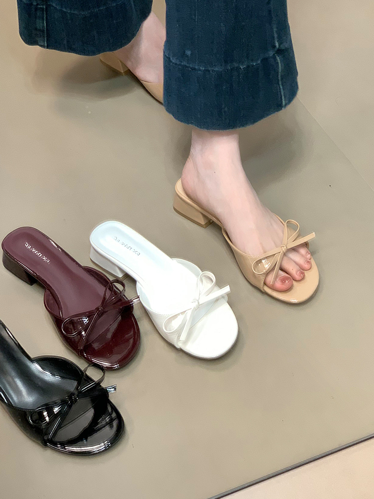 Korean-Style Bow Flat Sandals for Women - Comfortable Round Toe Slip-On Shoes, Versatile Summer Footwear