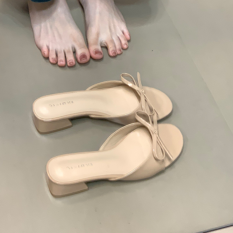 Korean-Style Bow Flat Sandals for Women - Comfortable Round Toe Slip-On Shoes, Versatile Summer Footwear Korean-Style Bow Flat Sandals for Women - Comfortable Round Toe Slip-On Shoes, Versatile Summer Footwear