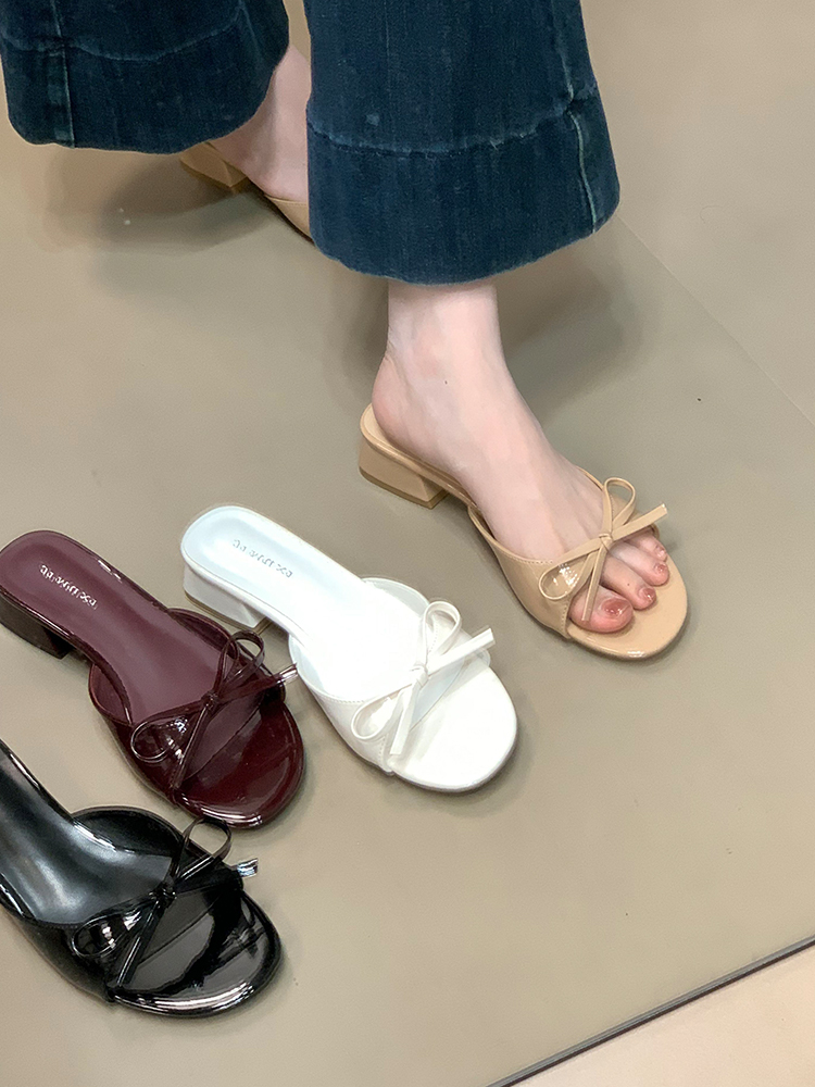 Korean-Style Bow Flat Sandals for Women - Comfortable Round Toe Slip-On Shoes, Versatile Summer Footwear Korean-Style Bow Flat Sandals for Women - Comfortable Round Toe Slip-On Shoes, Versatile Summer Footwear