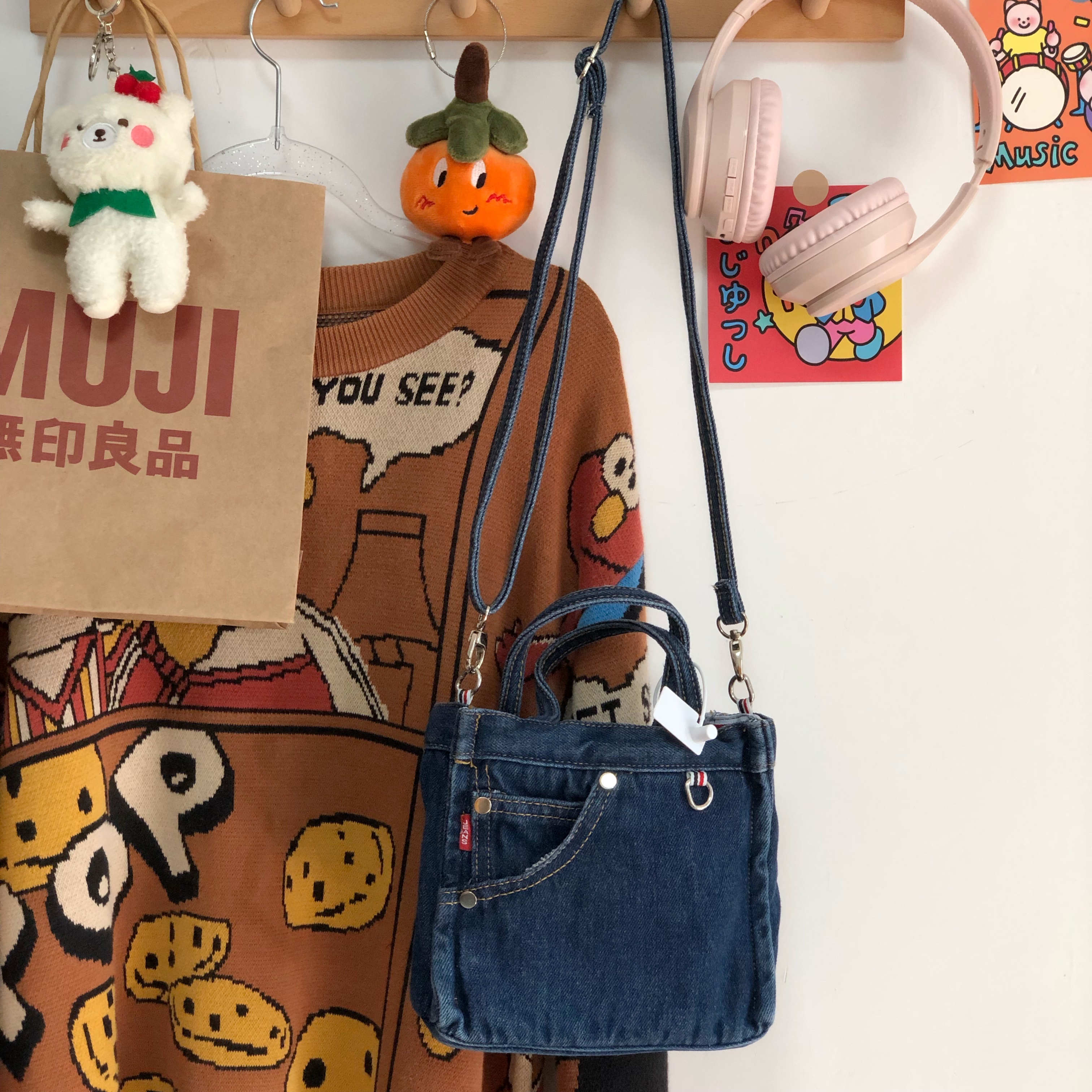 Korean-Style Casual Mini Denim Tote Bag for Women, Japanese Literary Versatile Canvas Handbag for Shopping Korean-Style Casual Mini Denim Tote Bag for Women, Japanese Literary Versatile Canvas Handbag for Shopping