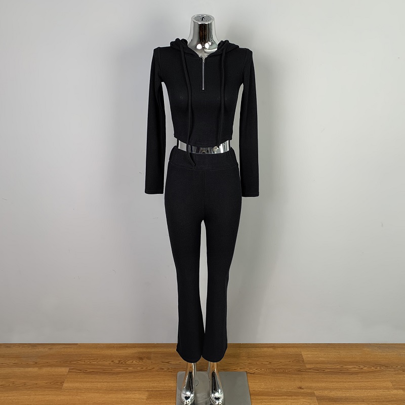 Korean Style Casual Sexy Waist-Cinching Hoodie and Flared Pants Women's Fashion Set - Versatile 90s Inspired Outfit Korean Style Casual Sexy Waist-Cinching Hoodie and Flared Pants Women's Fashion Set - Versatile 90s Inspired Outfit