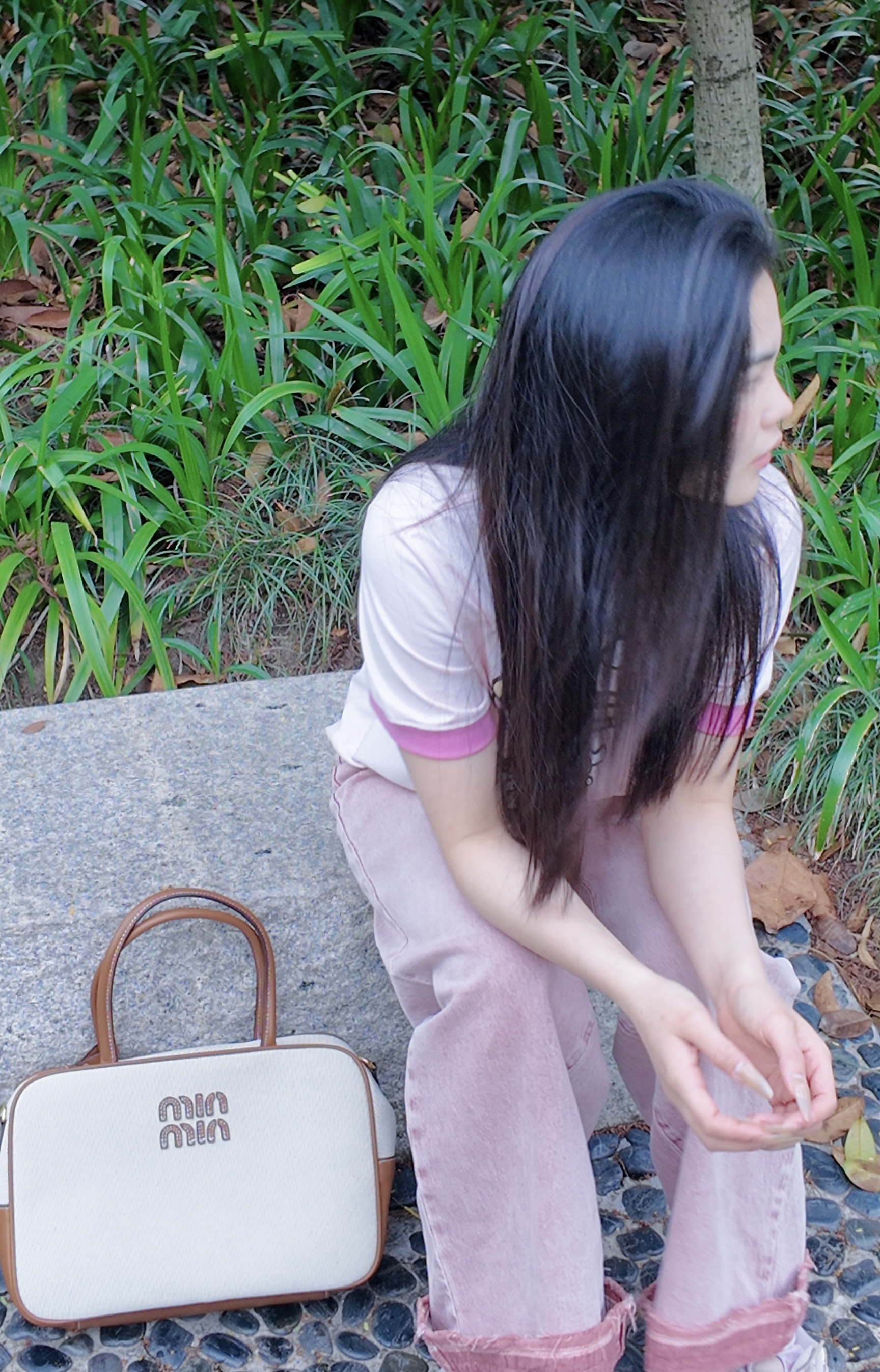 Korean Style Color-Blocking Canvas Bowling Handbag, Versatile Tote Shoulder Bag for Fashionable Everyday Use