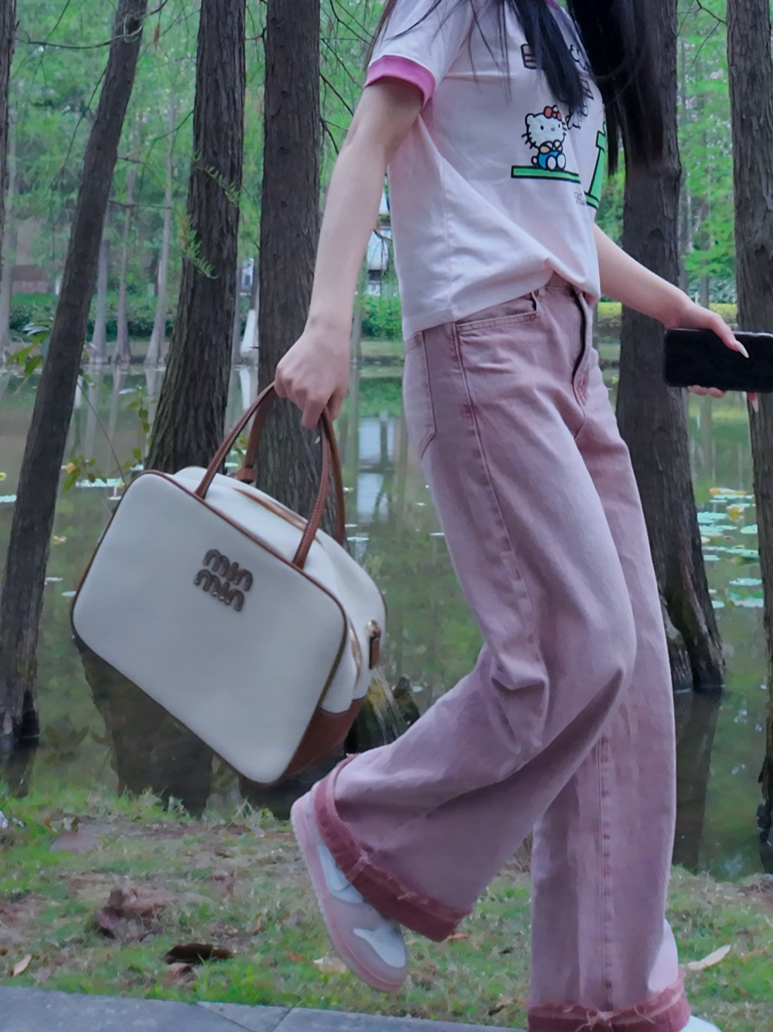 Korean Style Color-Blocking Canvas Bowling Handbag, Versatile Tote Shoulder Bag for Fashionable Everyday Use