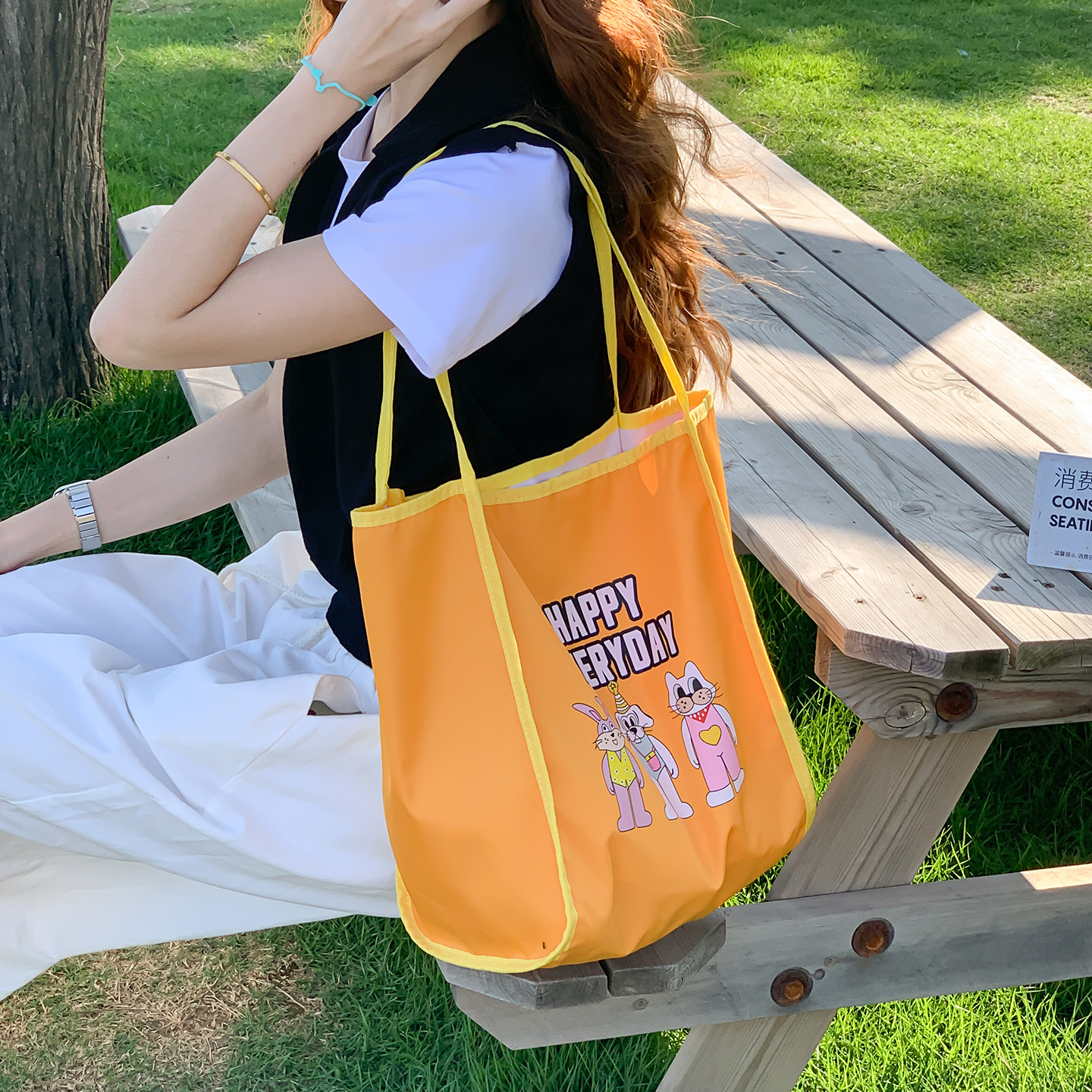 Korean Style Color-Blocking Canvas Tote Bag for Women, Trendy Cartoon Girl Design, Spring/Summer Student Shoulder Bag 2025 Korean Style Color-Blocking Canvas Tote Bag for Women, Trendy Cartoon Girl Design, Spring/Summer Student Shoulder Bag 2025