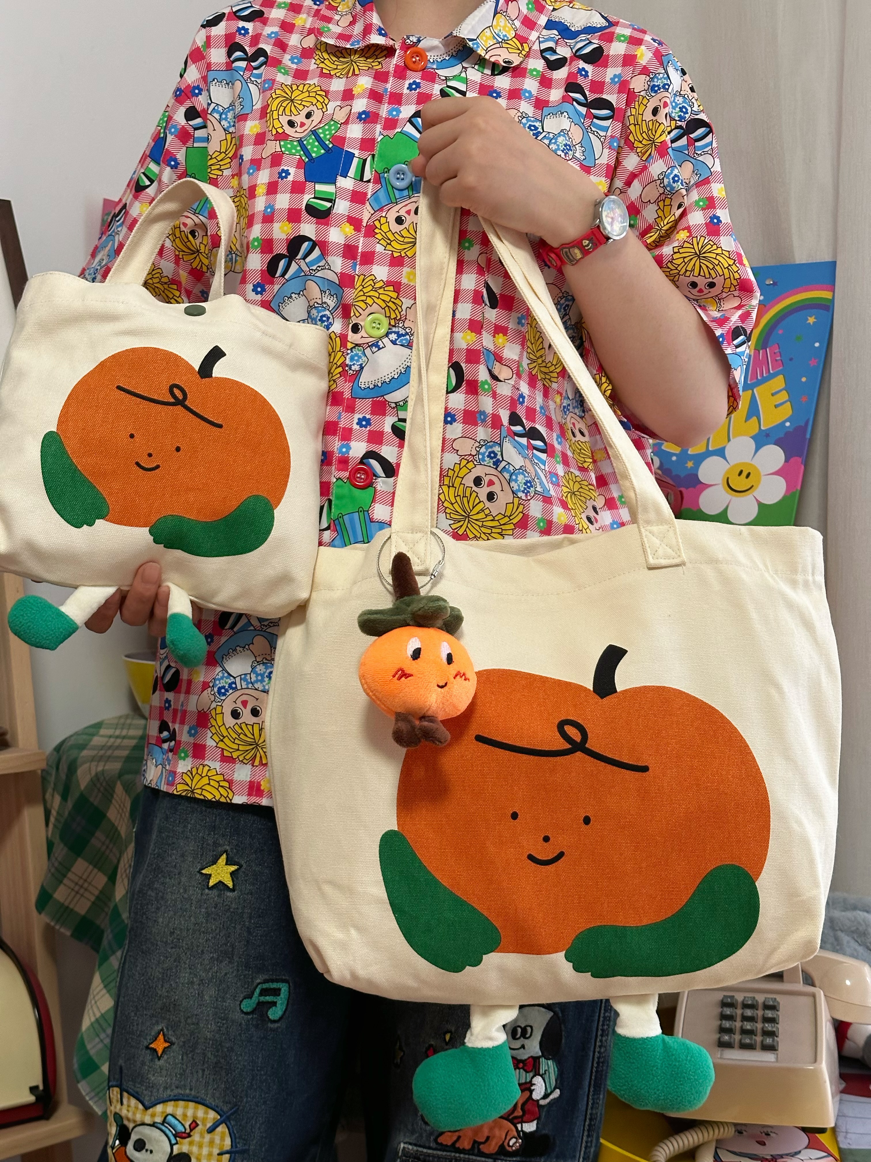 Korean Style Cute Casual Large-Capacity Canvas Tote Bag for Women - Spring/Summer INS Shoulder Bag & Student Backpack