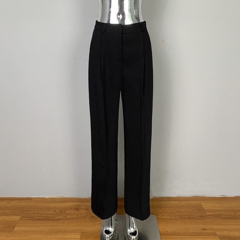 Korean Style Draped Casual Long Pants for Women, Elegant Loose Slim Straight Wide-Leg Trousers - Versatile Fashion Essential