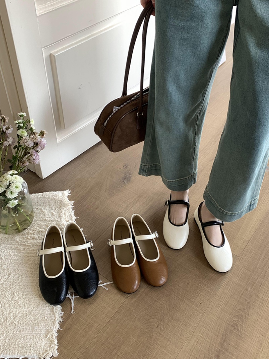 Korean Style Elegant Flat Mary Jane Shoes for Women - Comfortable Evening Wind Flats, Spring 2025 Collection