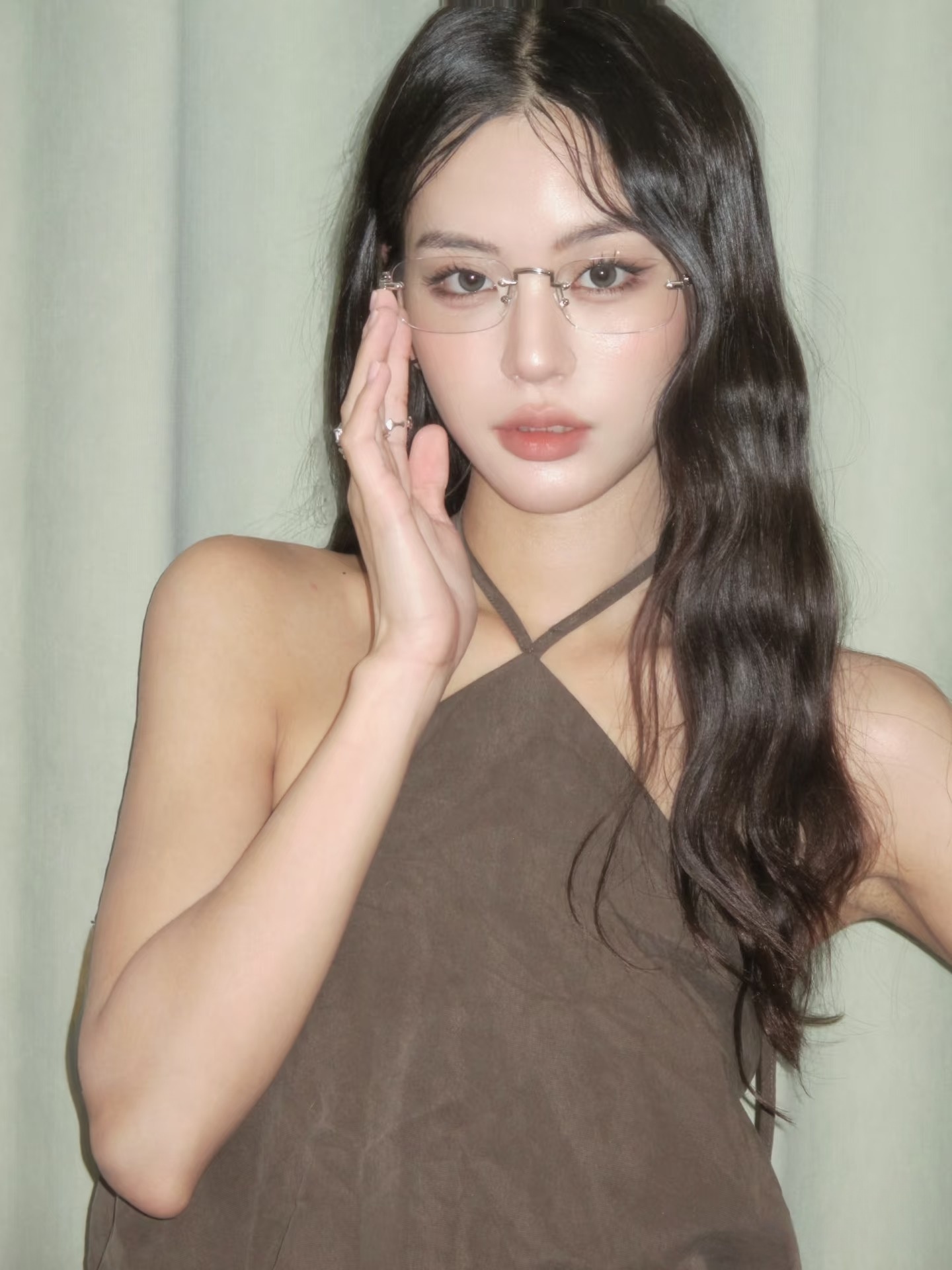 Korean-Style Frameless Silver Square Metal Glasses, Anti-Blue Light, Prescription Myopia, Old Money Aesthetic, Plain Lenses Korean-Style Frameless Silver Square Metal Glasses, Anti-Blue Light, Prescription Myopia, Old Money Aesthetic, Plain Lenses