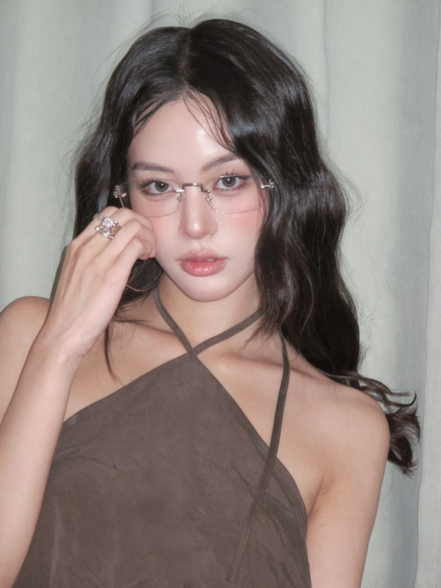 Korean-Style Frameless Silver Square Metal Glasses, Anti-Blue Light, Prescription Myopia, Old Money Aesthetic, Plain Lenses Korean-Style Frameless Silver Square Metal Glasses, Anti-Blue Light, Prescription Myopia, Old Money Aesthetic, Plain Lenses