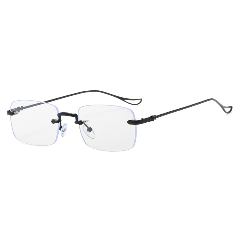 Korean-Style Frameless Silver Square Metal Glasses, Anti-Blue Light, Prescription Myopia, Old Money Aesthetic, Plain Lenses Korean-Style Frameless Silver Square Metal Glasses, Anti-Blue Light, Prescription Myopia, Old Money Aesthetic, Plain Lenses
