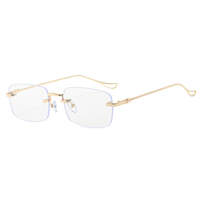 Korean-Style Frameless Silver Square Metal Glasses, Anti-Blue Light, Prescription Myopia, Old Money Aesthetic, Plain Lenses Korean-Style Frameless Silver Square Metal Glasses, Anti-Blue Light, Prescription Myopia, Old Money Aesthetic, Plain Lenses