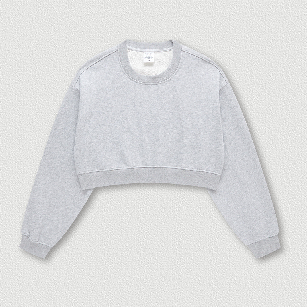 Korean Style Gray Short Sweatshirt and Double Waist Straight-Leg Sports Pants Set for Spring Summer Dance Outfit Korean Style Gray Short Sweatshirt and Double Waist Straight-Leg Sports Pants Set for Spring Summer Dance Outfit