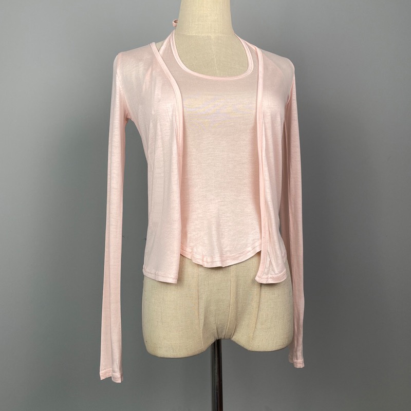 Korean Style Halter Neck Tie Slim Fit Vest with Long Sleeve Sun Protection Cardigan Two-Piece Set for Women Korean Style Halter Neck Tie Slim Fit Vest with Long Sleeve Sun Protection Cardigan Two-Piece Set for Women