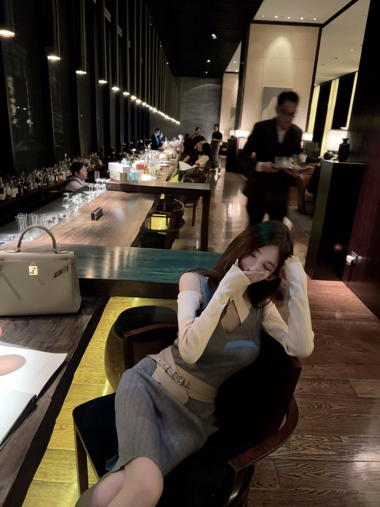 Korean Style Halter Neck V-Neck Slim Fit Off-Shoulder Knitted Dress - Chic Rosey Design for Effortless Elegance