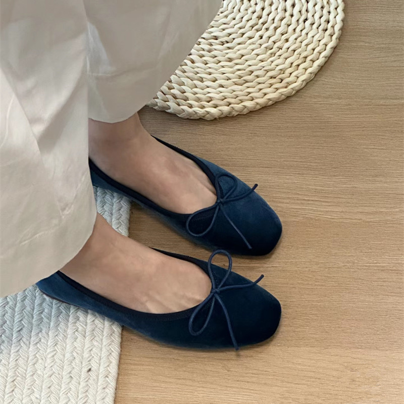 Korean-Style Handmade Genuine Leather French Ballet Flats for Women â€“ Soft-Soled Versatile Casual Loafers