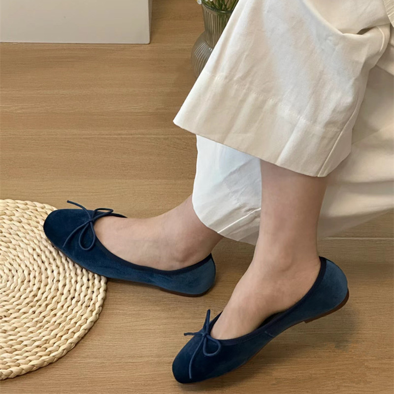 Korean-Style Handmade Genuine Leather French Ballet Flats for Women â€“ Soft-Soled Versatile Casual Loafers