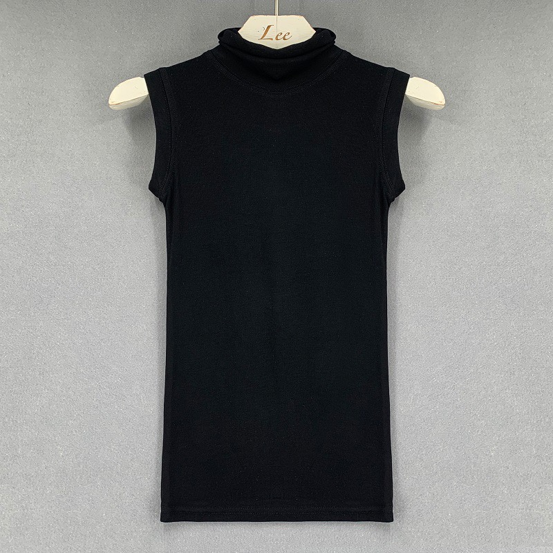 Korean Style High-Neck Fitted Slimming Sheer Body-Hugging Tank Top for Women - Versatile & Feminine Chest-Showcasing Design