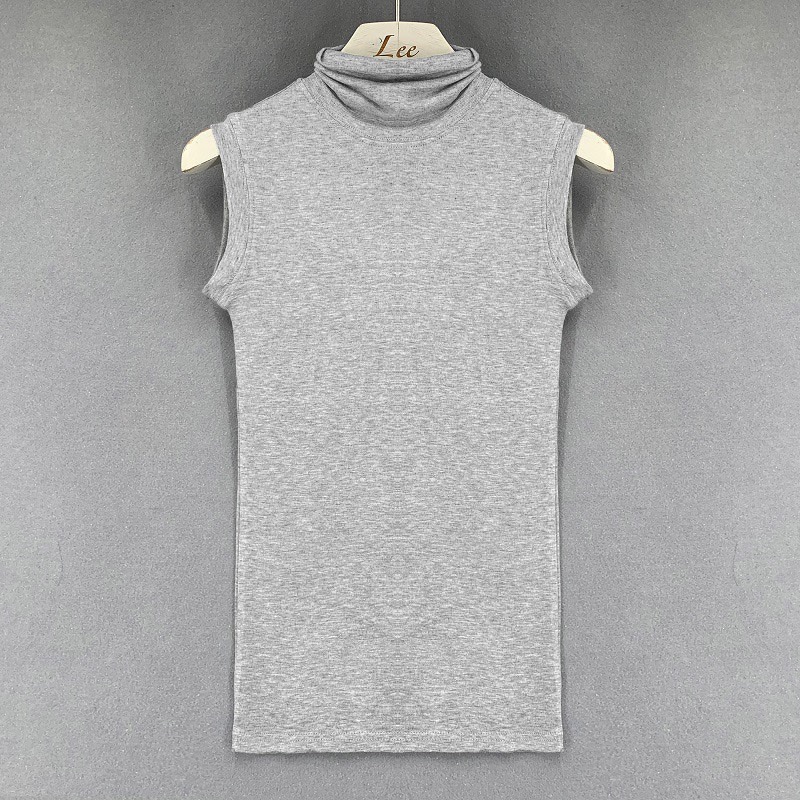 Korean Style High-Neck Fitted Slimming Sheer Body-Hugging Tank Top for Women - Versatile & Feminine Chest-Showcasing Design Korean Style High-Neck Fitted Slimming Sheer Body-Hugging Tank Top for Women - Versatile & Feminine Chest-Showcasing Design