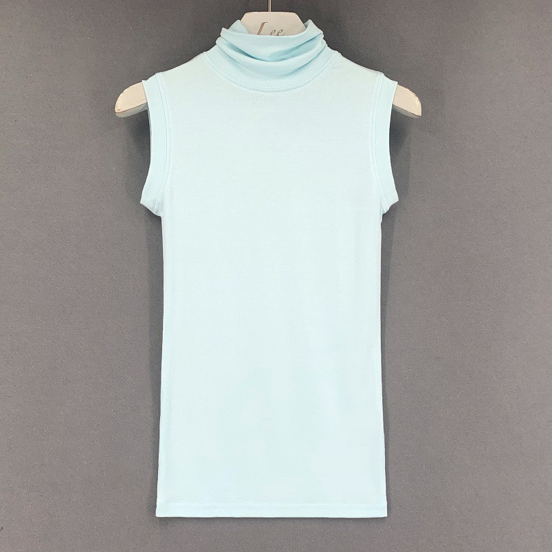 Korean Style High-Neck Fitted Slimming Sheer Body-Hugging Tank Top for Women - Versatile & Feminine Chest-Showcasing Design Korean Style High-Neck Fitted Slimming Sheer Body-Hugging Tank Top for Women - Versatile & Feminine Chest-Showcasing Design