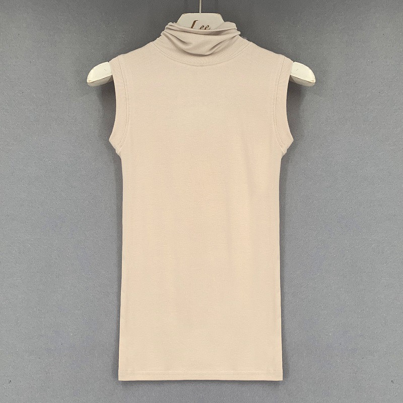 Korean Style High-Neck Fitted Slimming Sheer Body-Hugging Tank Top for Women - Versatile & Feminine Chest-Showcasing Design Korean Style High-Neck Fitted Slimming Sheer Body-Hugging Tank Top for Women - Versatile & Feminine Chest-Showcasing Design